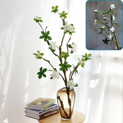 Nhánh Hoa Đỗ Quyên Thân Mềm Dùng Trang Trí Cao Cấp – Cành Hoa Giả Decor Bình Gốm, Kệ Đèn, Tiểu Cảnh Phong Cách Tối Giản