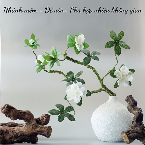 Nhánh Hoa Đỗ Quyên Thân Mềm Dùng Trang Trí Cao Cấp – Cành Hoa Giả Decor Bình Gốm, Kệ Đèn, Tiểu Cảnh Phong Cách Tối Giản