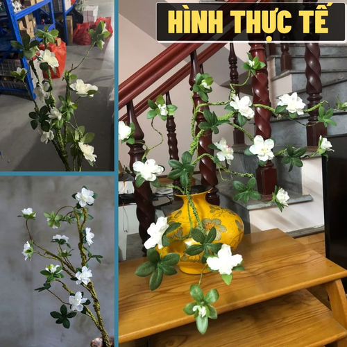 Nhánh Hoa Đỗ Quyên Thân Mềm Dùng Trang Trí Cao Cấp – Cành Hoa Giả Decor Bình Gốm, Kệ Đèn, Tiểu Cảnh Phong Cách Tối Giản