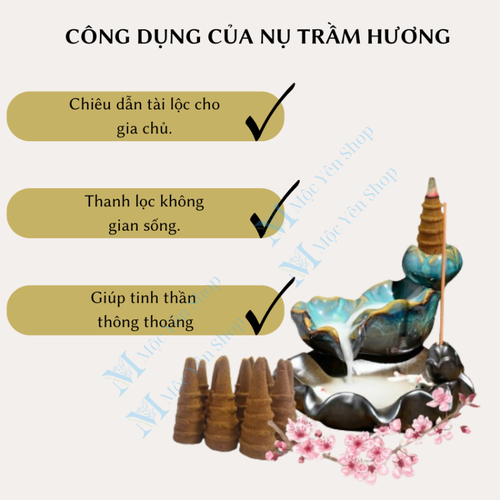 Hộp Nụ Trầm Hương Hình Tháp Tỏa Khói Ngược Cao Cấp – Nụ Trầm Xông Nhà Thơm Phòng, Khử Mùi, Đón Tài Lộc An Toàn Cho Sức Khỏe