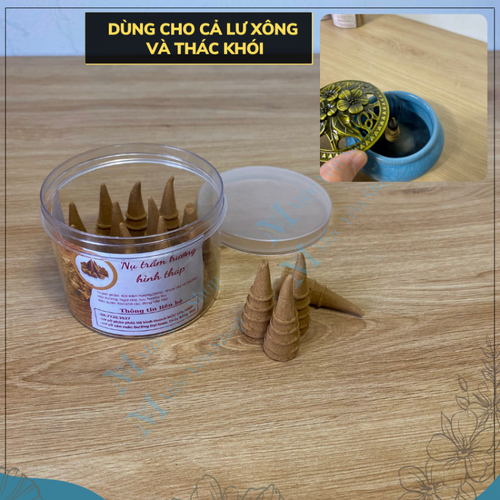 Hộp Nụ Trầm Hương Hình Tháp Tỏa Khói Ngược Cao Cấp – Nụ Trầm Xông Nhà Thơm Phòng, Khử Mùi, Đón Tài Lộc An Toàn Cho Sức Khỏe