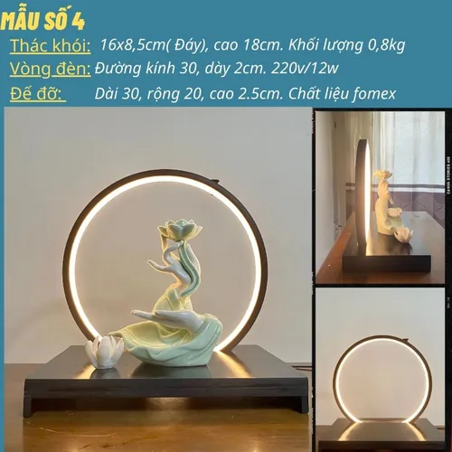 Thác khói trầm hương Mẫu Tay Phật Ngọc kết hợp bộ kệ đèn Led chỉnh màu