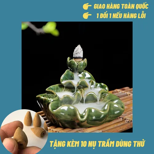 Thác Khói Trầm Hương Mẫu Lá Sen Màu Ngọc