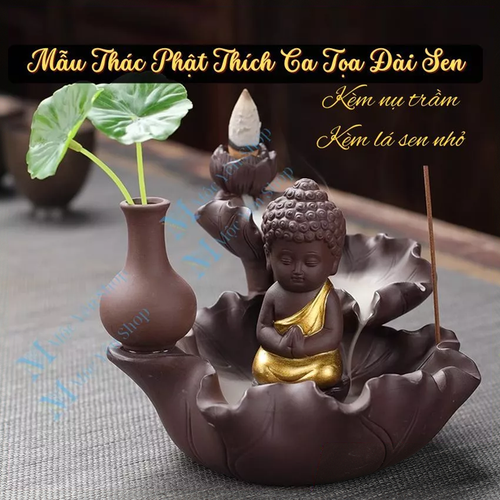 Thác Khói Trầm Hương Mẫu Phật Thích Ca Tọa Đài Sen