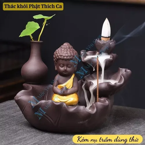 Thác Khói Trầm Hương Mẫu Phật Thích Ca Tọa Đài Sen