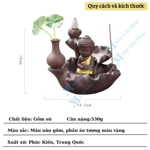 Thác Khói Trầm Hương Mẫu Phật Thích Ca Tọa Đài Sen