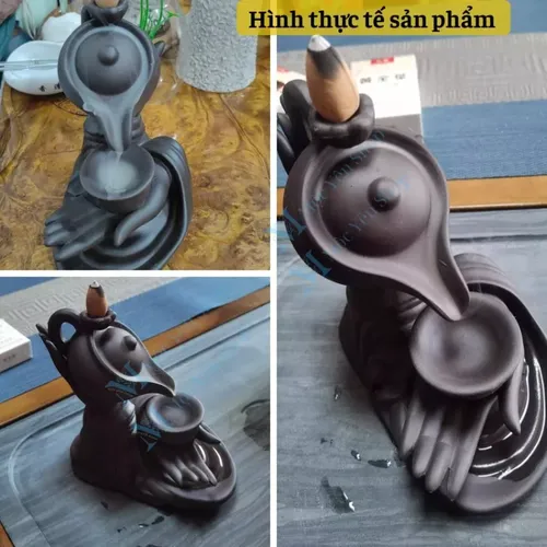 Thác Khói Trầm Hương Mẫu Tay Nâng Ấm Trà