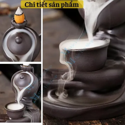Thác Khói Trầm Hương Mẫu Tay Nâng Ấm Trà
