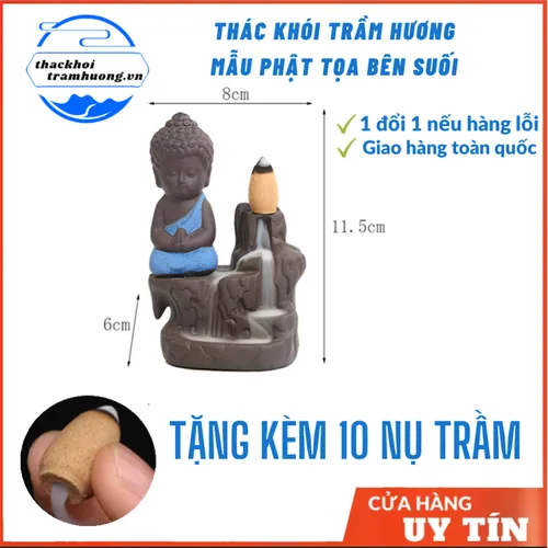 Thác khói trầm hương Mẫu Phật Tọa Bên Suối Màu Xanh