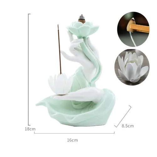 Thác khói trầm hương Tay Phật Ngọc Nâng Sen 