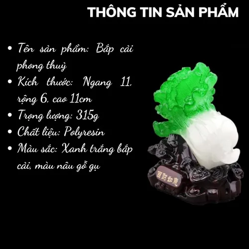 Tượng Bắp Cải Mini Phong Thủy – Chiêu Tài Hút Lộc, Trang Trí Nhà Cửa Mang May Mắn