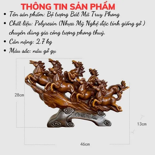 Tượng Bát Mã Truy Phong – Tượng Phong Thủy Mã Đáo Thành Công Trang Trí Phòng Khách, Quà Tặng Tân Gia Khai Trương