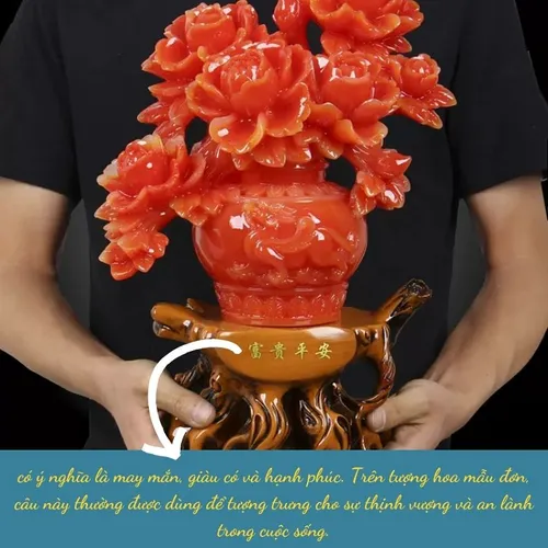 Tượng Hoa Mẫu Đơn Phú Quý – Biểu Tượng Phong Thủy Chiêu Tài, Hút Lộc, Mang Lại May Mắn & Bình An