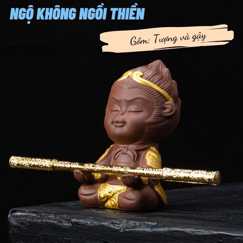 Tượng Ngộ Không Mini Trang Trí Cao Cấp – Tượng Gốm Tề Thiên Đại Thánh Decor Bể Cá, Bàn Làm Việc, Tiêu Cảnh
