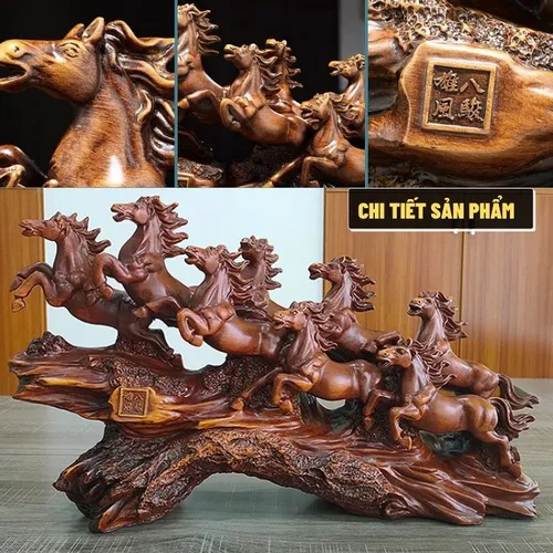 Tượng Bát Mã Truy Phong – Tượng Phong Thủy Trang Trí Kệ Tủ Mang Lại May Mắn, Thành Công