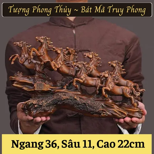 Tượng Bát Mã Truy Phong – Tượng Phong Thủy Trang Trí Kệ Tủ Mang Lại May Mắn, Thành Công