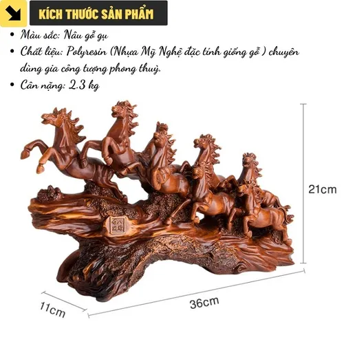 Tượng Bát Mã Truy Phong – Tượng Phong Thủy Trang Trí Kệ Tủ Mang Lại May Mắn, Thành Công
