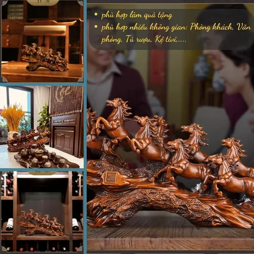 Tượng Bát Mã Truy Phong – Tượng Phong Thủy Trang Trí Kệ Tủ Mang Lại May Mắn, Thành Công