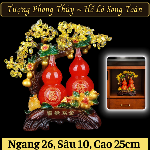 Tượng Phong Thủy Hồ Lô Song Toàn Chiêu Tài Lộc – Trang Trí Phòng Khách, Bàn Làm Việc, Quà Tặng Tân Gia Cao Cấp