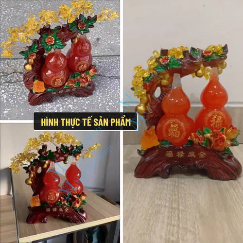 Tượng Phong Thủy Hồ Lô Song Toàn Chiêu Tài Lộc – Trang Trí Phòng Khách, Bàn Làm Việc, Quà Tặng Tân Gia Cao Cấp