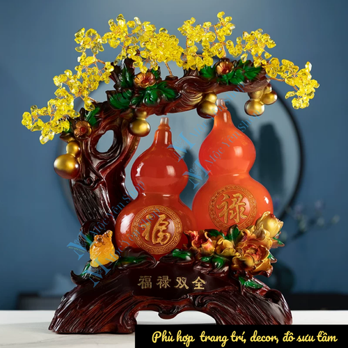 Tượng Phong Thủy Hồ Lô Song Toàn Chiêu Tài Lộc – Trang Trí Phòng Khách, Bàn Làm Việc, Quà Tặng Tân Gia Cao Cấp