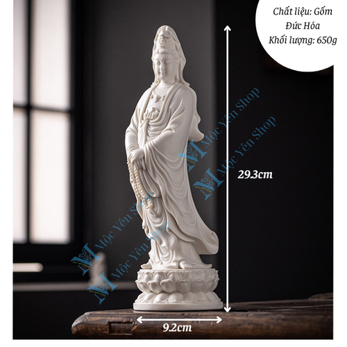 Tượng Quan Âm Bồ Tát Đứng 29cm – Tượng Phật Quan Âm Trang Trí Bàn Thờ, Phòng Thiền