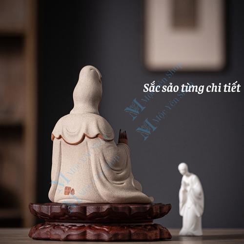Tượng Quan Âm Bồ Tát Phúc Lành Gốm Tử Sa Cao Cấp – Tượng Phật Decor Bình An, Tĩnh Tâm