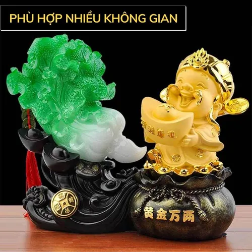 Tượng Thần Tài Mang Tài Lộc Tới – Bắp Cải Phong Thủy Chiêu Tài Hút Lộc, Quà Tặng Tân Gia – Khai Trương Ý Nghĩa
