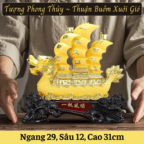 Tượng Thuyền Rồng Thuận Buồm Xuôi Gió Phong Thủy – Biểu Tượng Tài Lộc, May Mắn, Thành Công