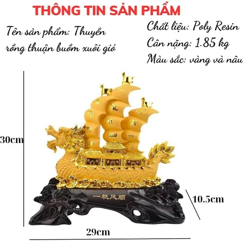 Tượng Thuyền Rồng Thuận Buồm Xuôi Gió Phong Thủy – Biểu Tượng Tài Lộc, May Mắn, Thành Công