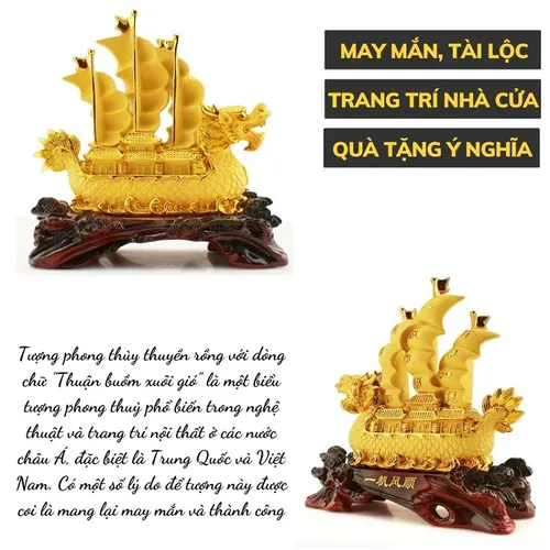 Tượng Thuyền Rồng Thuận Buồm Xuôi Gió Phong Thủy – Biểu Tượng Tài Lộc, May Mắn, Thành Công