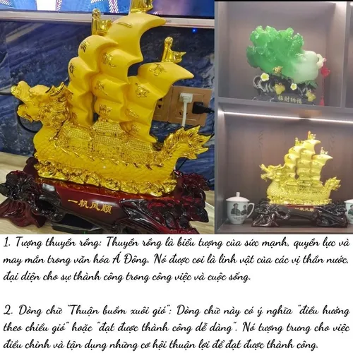 Tượng Thuyền Rồng Thuận Buồm Xuôi Gió Phong Thủy – Biểu Tượng Tài Lộc, May Mắn, Thành Công