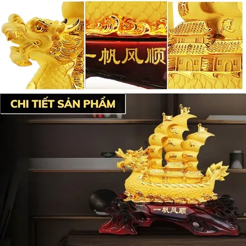 Tượng Thuyền Rồng Thuận Buồm Xuôi Gió Phong Thủy – Biểu Tượng Tài Lộc, May Mắn, Thành Công