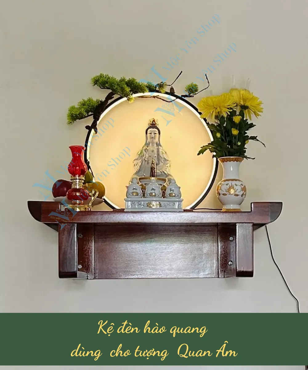 Đèn hào quang gắn tranh dùng sau tượng Phật Quan Âm