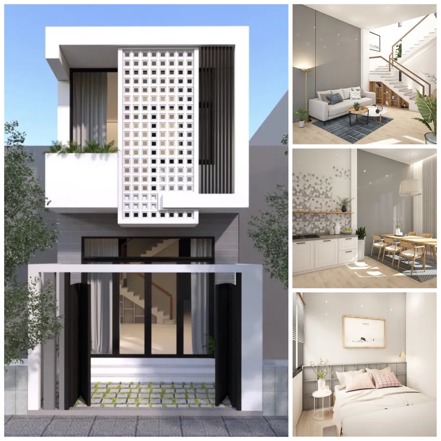 NHÀ PHỐ 1 TRỆT 1 LẦU KẾT HỢP GẠCH HOA GIÓ
