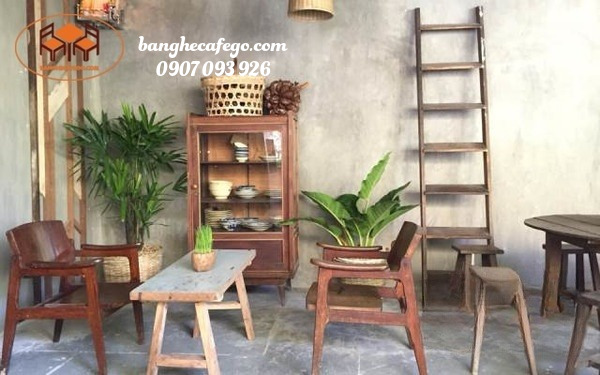Bàn ghế gỗ cafe với phong cách cổ điển