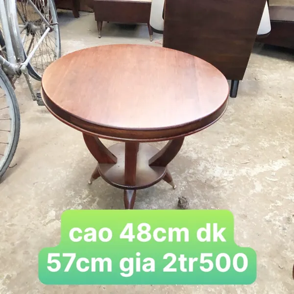 Bàn cafe gỗ tròn cao 48cm đường kính 57cm