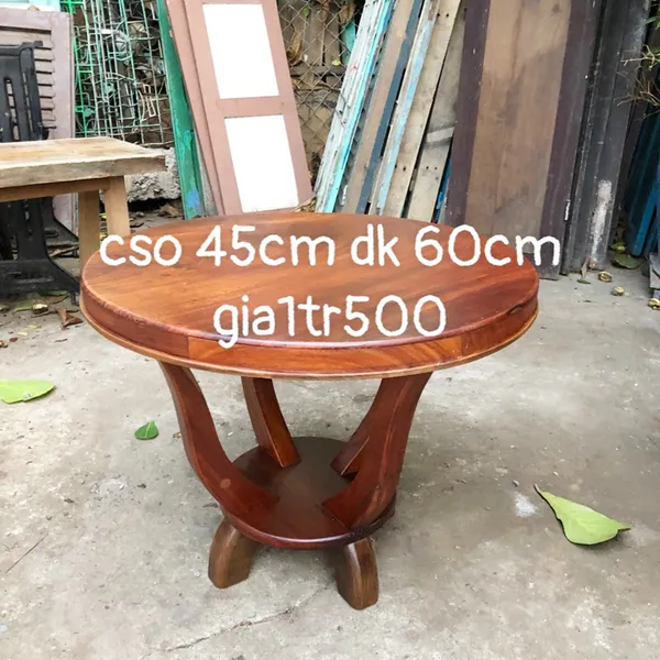 Bàn cafe gỗ tròn cao 45cm đường kính 60cm