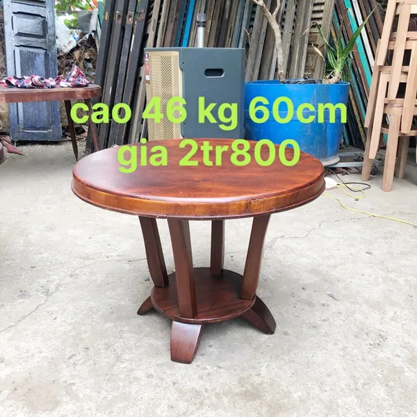 Bàn cafe gỗ tròn cao 46cm đường kính 60cm