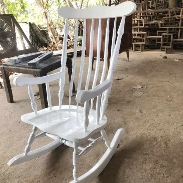 Ghế bập bênh bằng gỗ, ghế lắc - Trắng