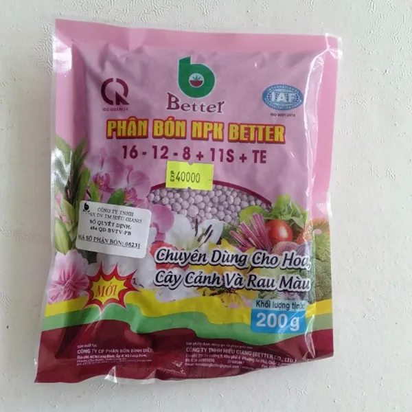 PHÂN NON NPK CHO RAU HOA MÀU 16-12-8+11s+TE