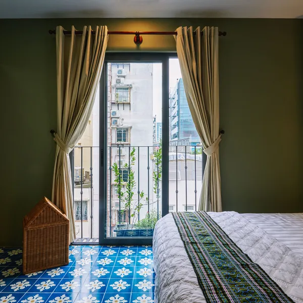 NEW ! Indochine Style Studio at the City center | High Floor |  Balcony + Windows
