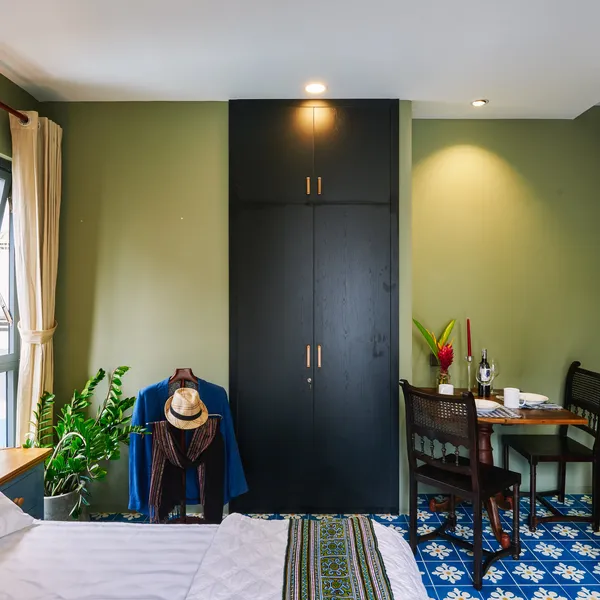 NEW ! Indochine Style Studio at the City center | High Floor |  Balcony + Windows