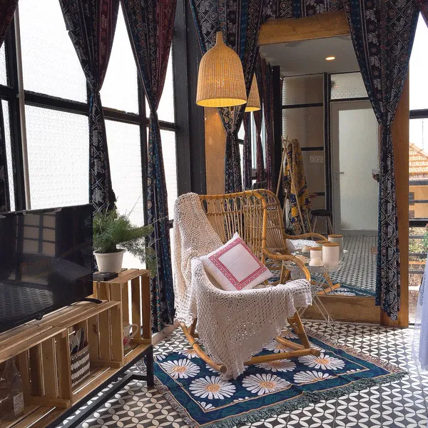 Boho Apartment Decor, city center, kichen on the balcony 