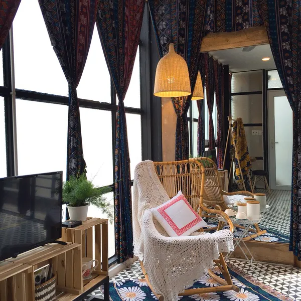 Boho Apartment Decor, city center, kichen on the balcony 