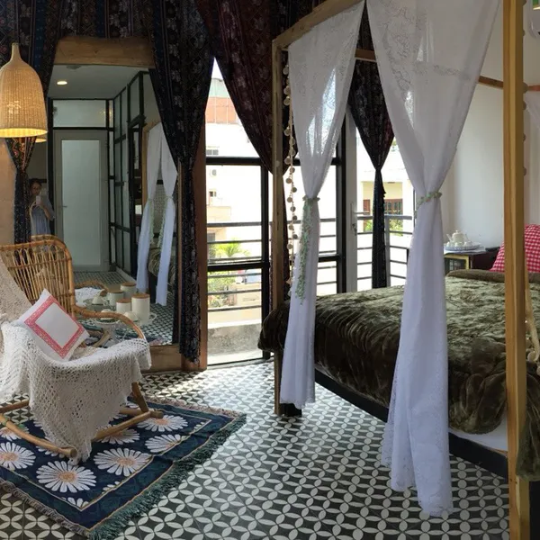 Boho Apartment Decor, city center, kichen on the balcony 