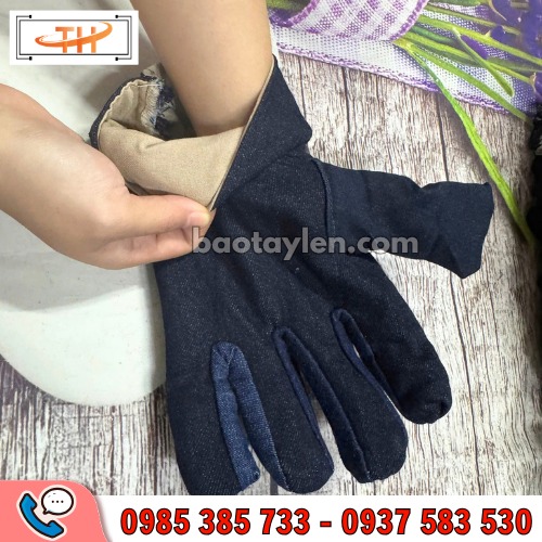 Găng tay vải jean có lớp lót dày dặn Găng tay vải jean có lớp lót dày dặn