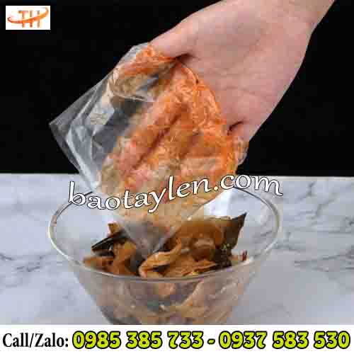 Bao tay nilon trong suốt tránh thực phẩm tiếp xúc vào tay Bao tay nilon trong suốt tránh thực phẩm tiếp xúc vào tay