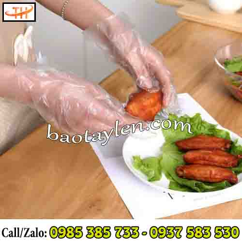 Bao tay nilon trong suốt tránh thực phẩm tiếp xúc vào tay Bao tay nilon trong suốt tránh thực phẩm tiếp xúc vào tay