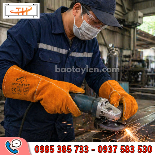 Găng tay da hàn chịu nhiệt bảo vệ tốt cho đôi tay người lao động Găng tay da hàn chịu nhiệt bảo vệ tốt cho đôi tay người lao động